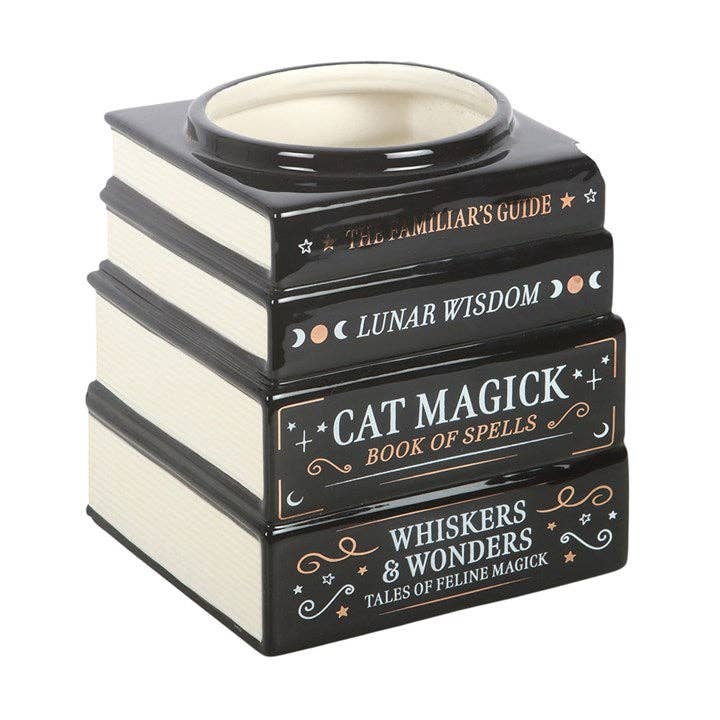 Black Cat Magick Book Stack Shaped Vase