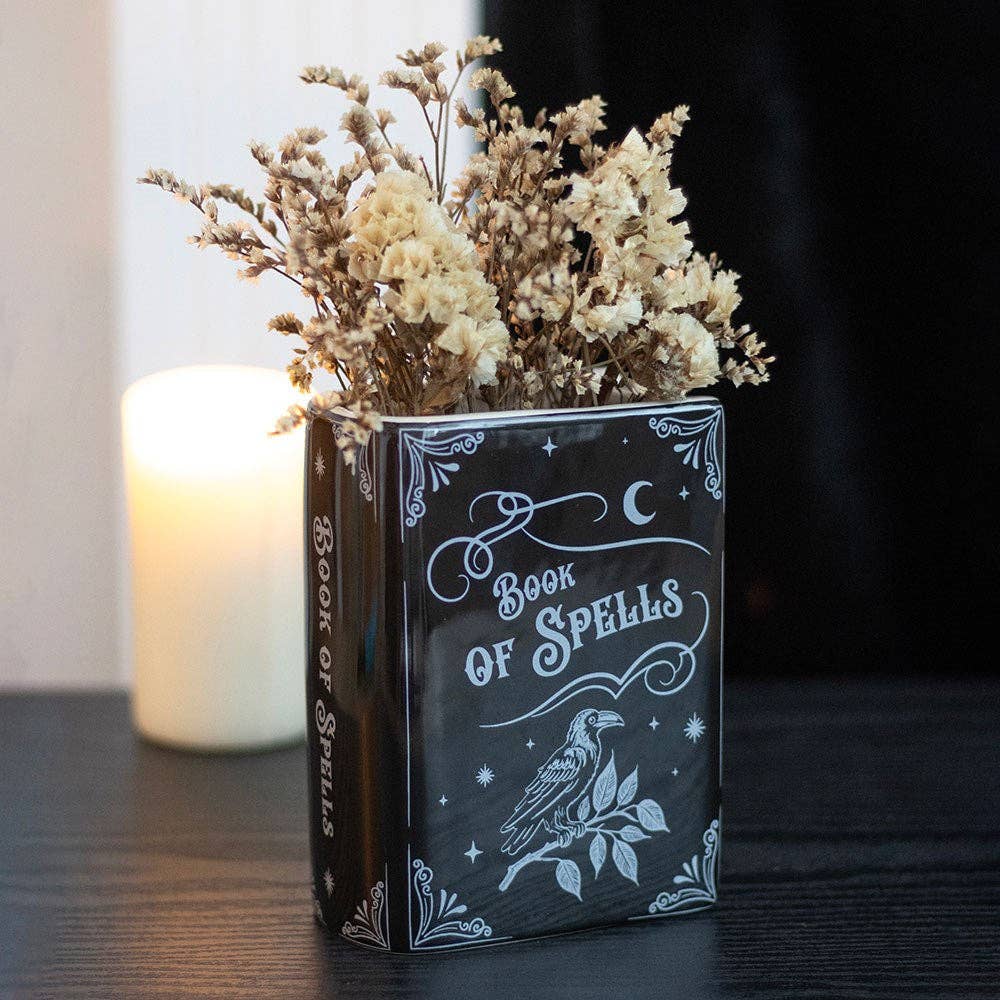 Book of Spells Gothic Halloween Book Shaped Vase