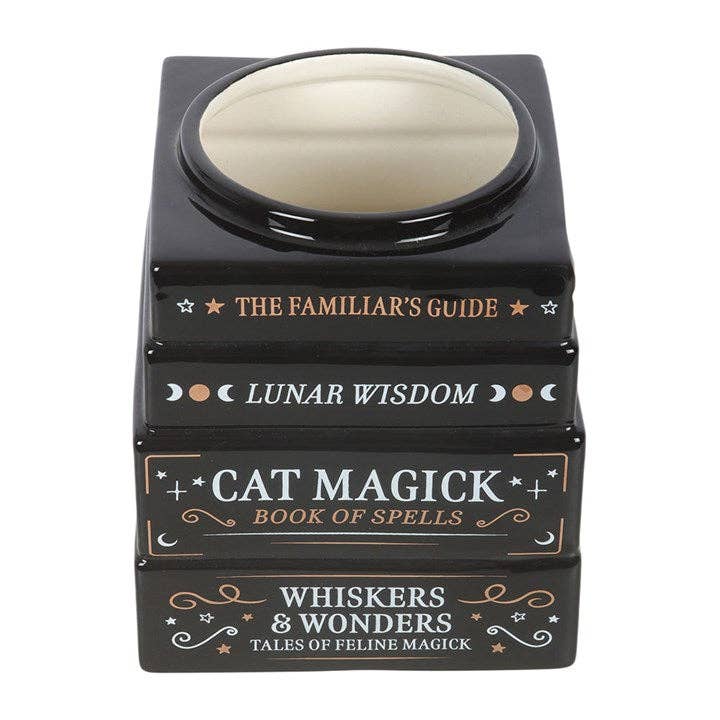 Black Cat Magick Book Stack Shaped Vase