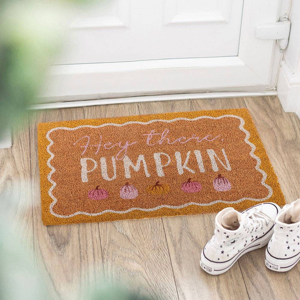 Natural Hey There Pumpkin Autumn Doormat